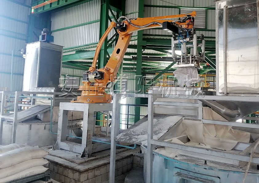 片堿全自動拆包機(jī)械手原理 堿粉全自動拆袋機(jī)器人特點(diǎn)